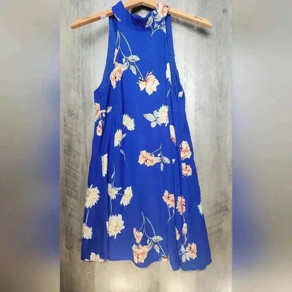 LULUS Halter Neck Floral Print Sleeveless Mini Dress Size S - Picture 5 of 10